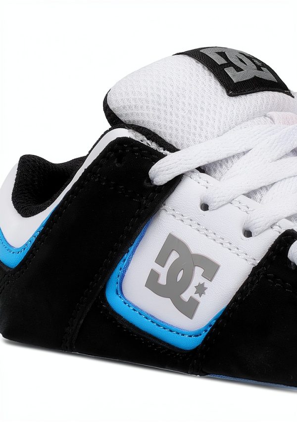 DC Skateboarding Shoes for Kids White/Black/Blue-1