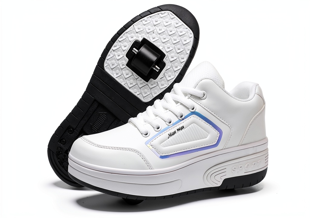 Girl wearing BrandName skate shoes at a skate park