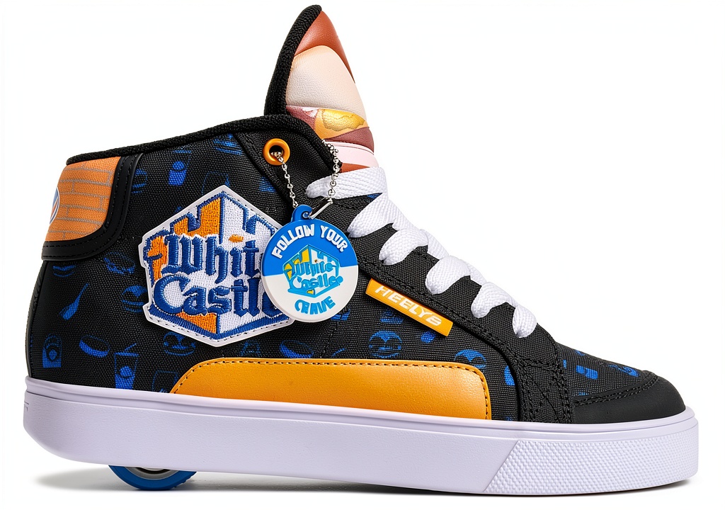 Kids wearing White Castle Pro Racer skate shoes at a skate park