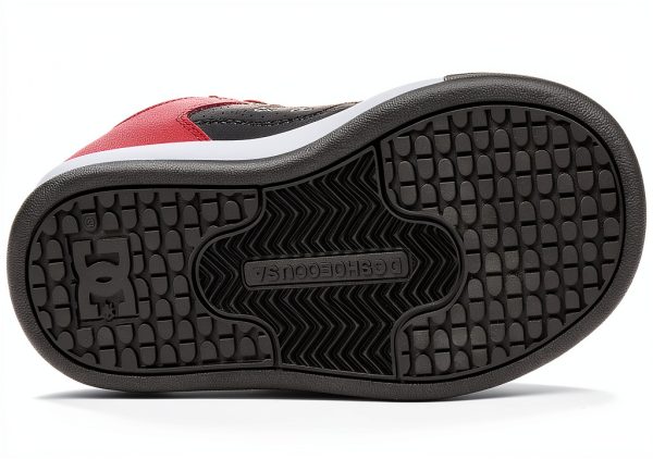 DC Shoes Kids Skate Shoes Black Red Pill Outsole-2