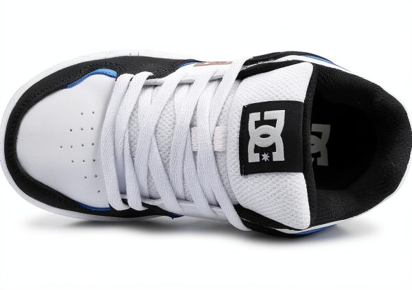 DC Skateboarding Shoes for Kids White/Black/Blue-4