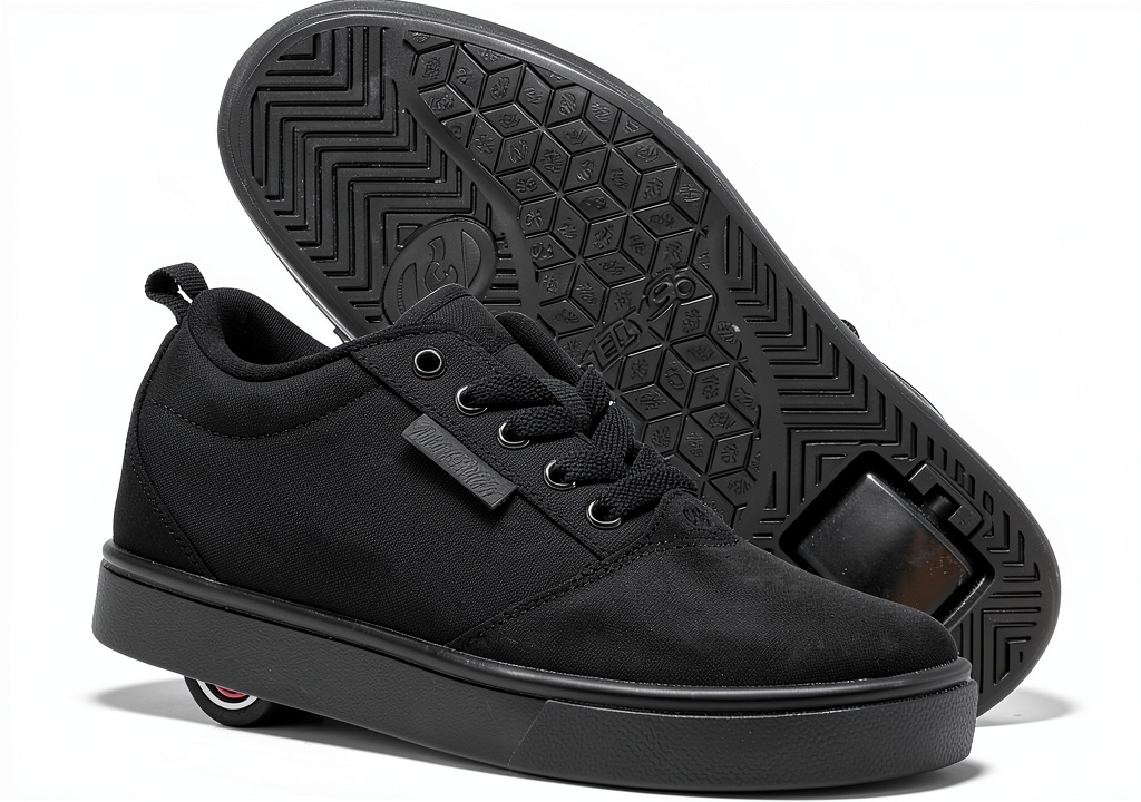 Child wearing Heelys girls skate shoes on a playground