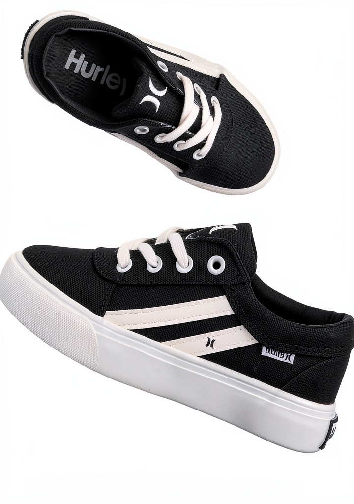 Girl wearing Hurley skate shoes at a skate park
