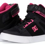 DC Girls High Top Leather Skate Shoes Black Pink-0