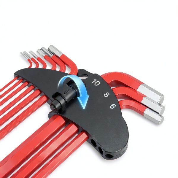 Hex Key Set TOMMARS Magnetic Ball End S2 Steel L-Shaped 27 Piece Red-6