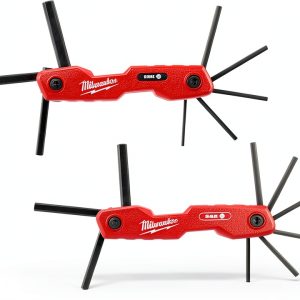 Milwaukee Electric 17-Key Folding HEX Key Set Red Metal 270° Rotation-0