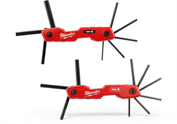Milwaukee Electric 17-Key Folding HEX Key Set Red Metal 270° Rotation-0