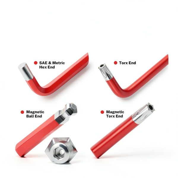 Hex Key Set TOMMARS Magnetic Ball End S2 Steel L-Shaped 27 Piece Red-8