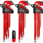 Hex Key Set TOMMARS Magnetic Ball End S2 Steel L-Shaped 27 Piece Red-0