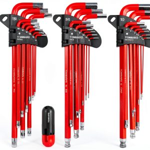 Hex Key Set TOMMARS Magnetic Ball End S2 Steel L-Shaped 27 Piece Red-0