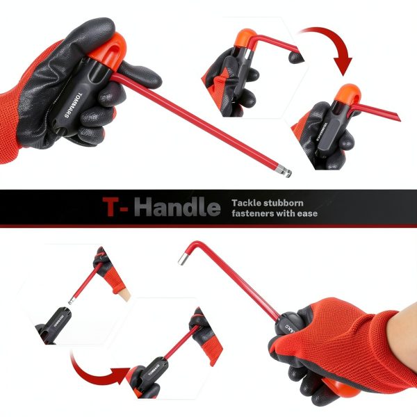 Hex Key Set TOMMARS Magnetic Ball End S2 Steel L-Shaped 27 Piece Red-5