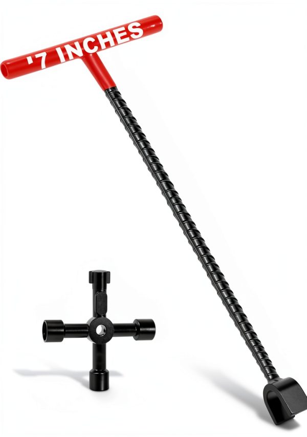 Water Meter Key 17in Shut Off Tool with 4-Way Utility Keys Rkiiqii-0