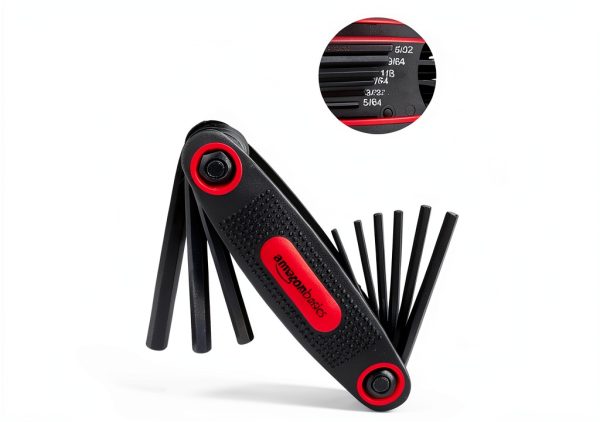 Amazon Basics Folding Hex Key Set 3‑Pack Metric SAE Star Durable Black-1