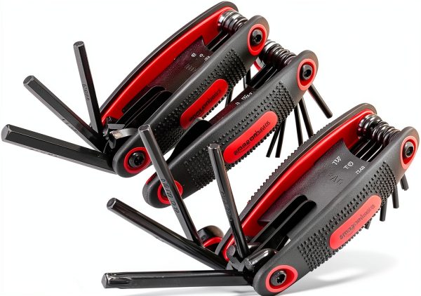 Amazon Basics Folding Hex Key Set 3‑Pack Metric SAE Star Durable Black-0