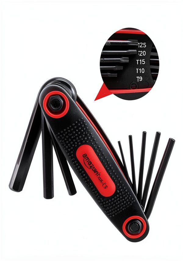 Amazon Basics Folding Hex Key Set 3‑Pack Metric SAE Star Durable Black-3