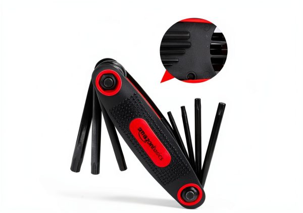 Amazon Basics Folding Hex Key Set 3‑Pack Metric SAE Star Durable Black-2